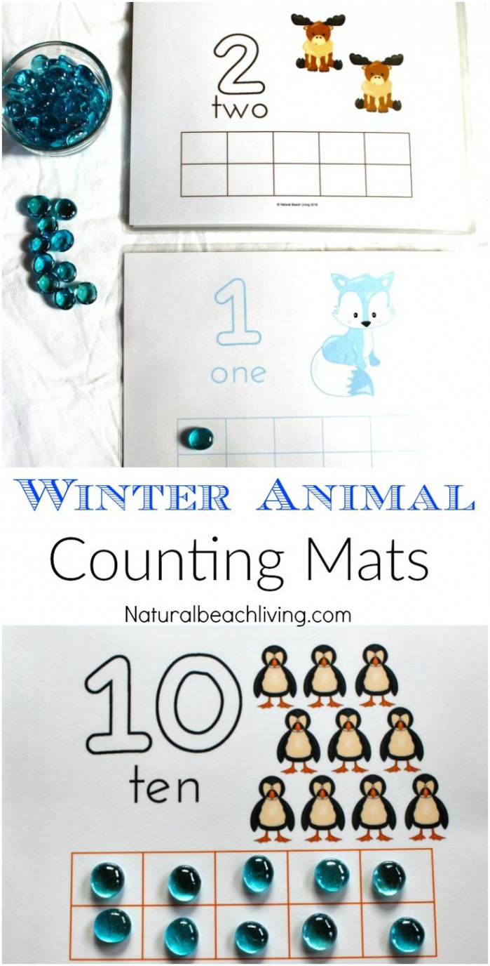 Adorable Winter Animal Counting Mats  Winter preschool, Winter