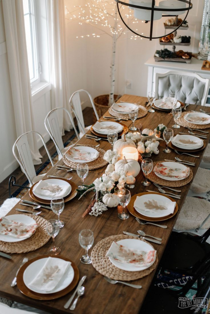 An Elegant Thanksgiving Table for  in Whites & Creams  Elegant