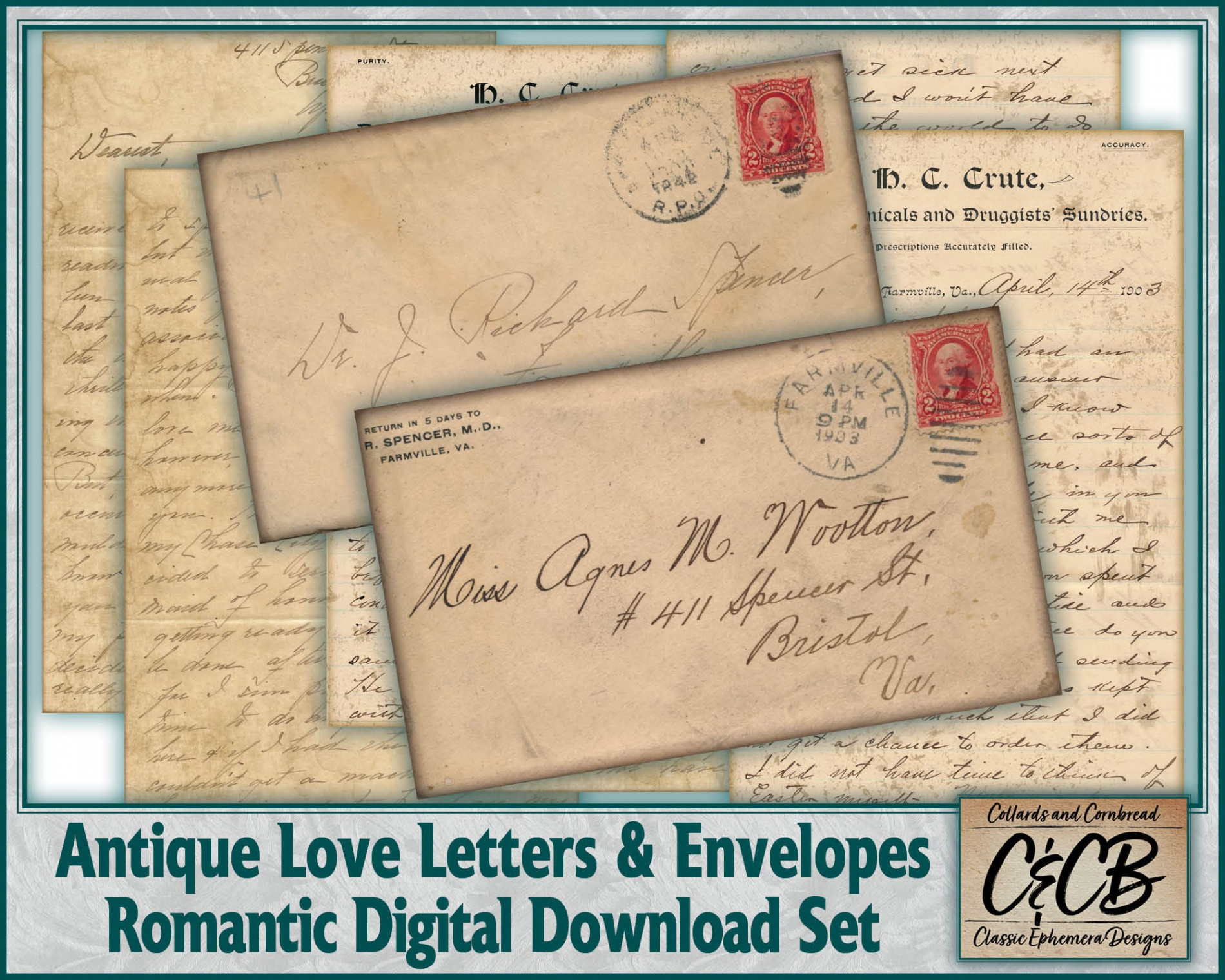 Antique Romantic Love Letters and Folding Envelope Pockets - Etsy