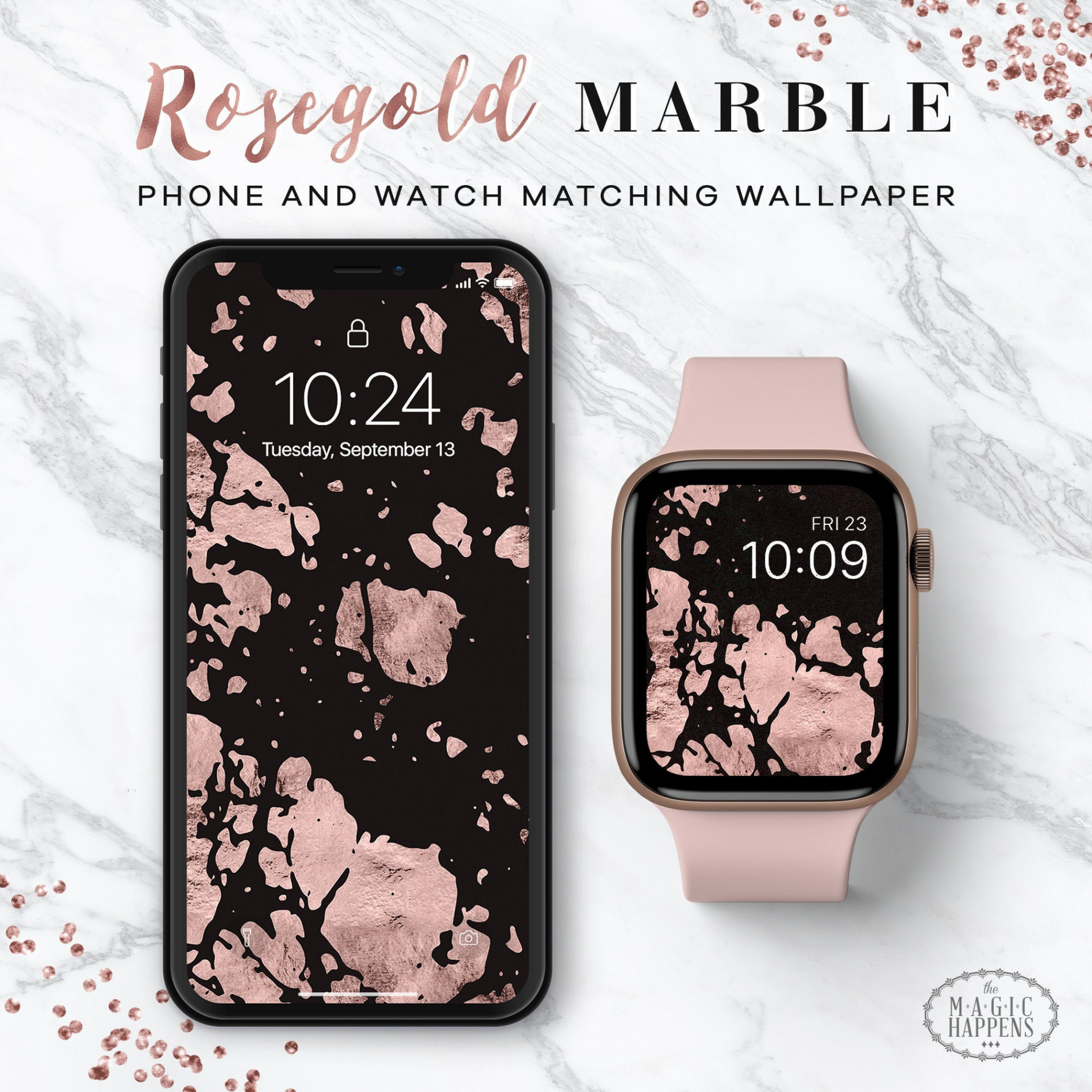 Apple Watch Wallpaper in Rosegold Marmor iPhone Wallpaper - Etsy