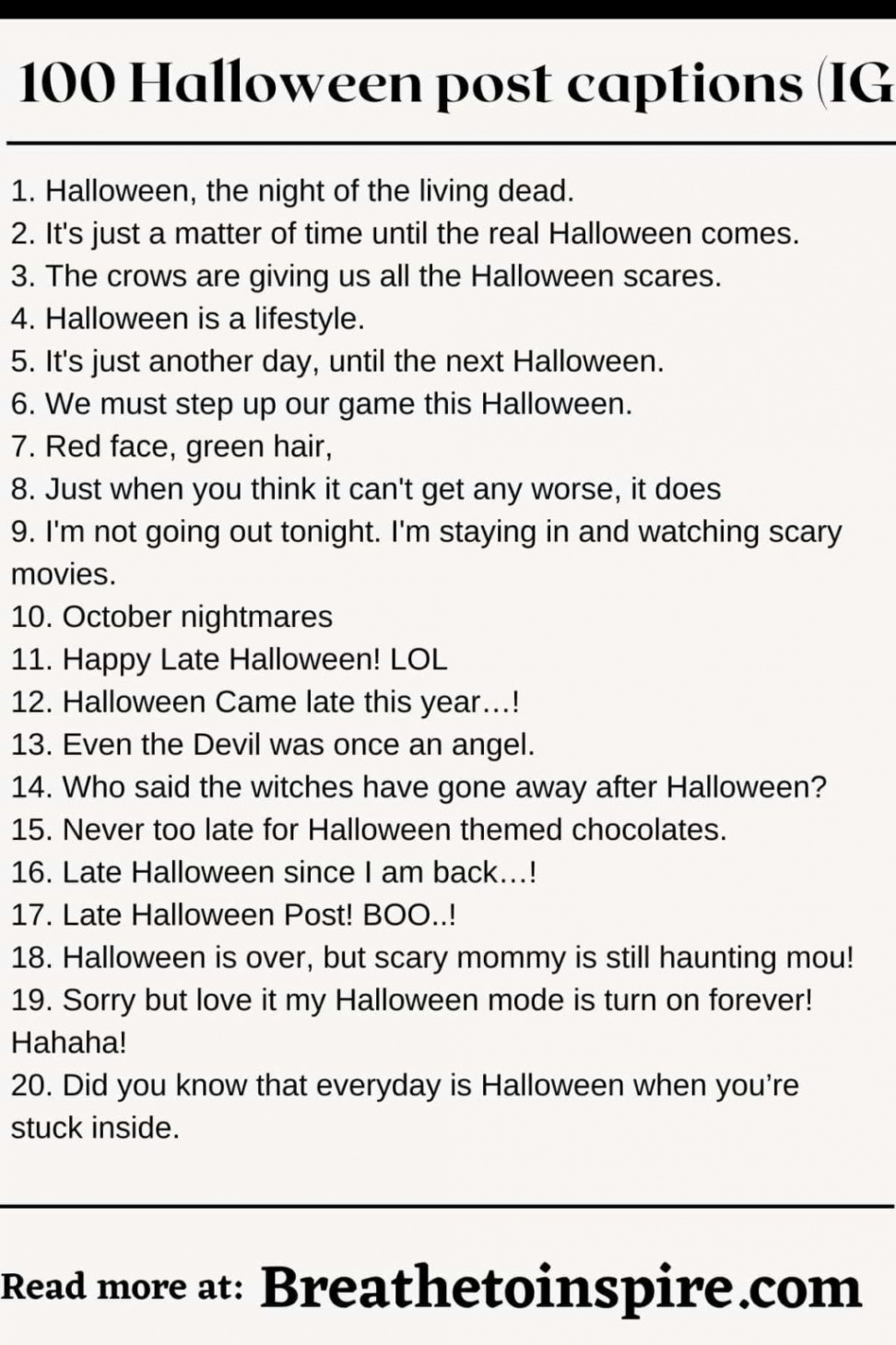 Best Halloween Post Captions for Instagram, Tiktok and other