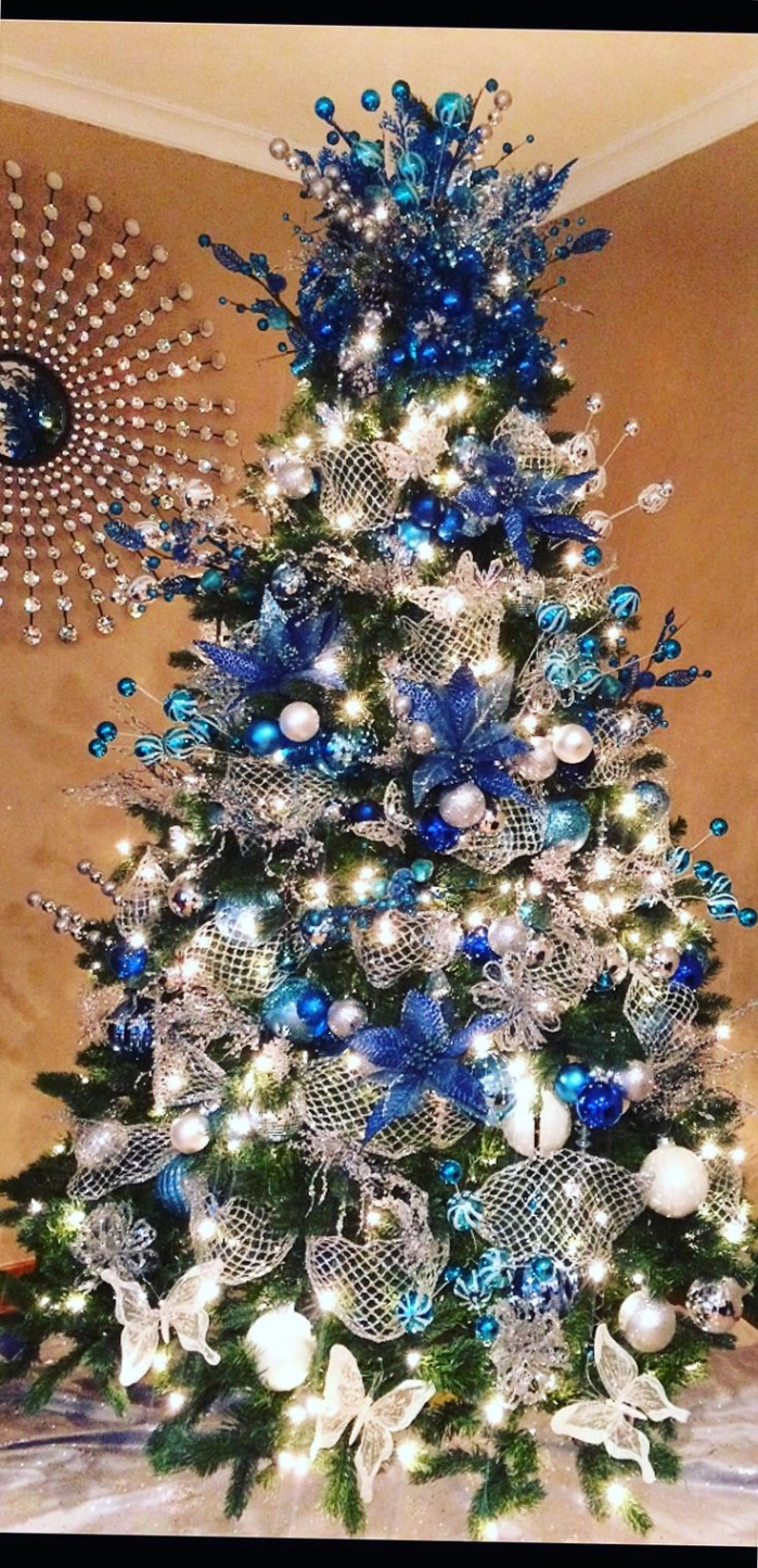 Blue and silver Christmas tree  Blue christmas tree decorations