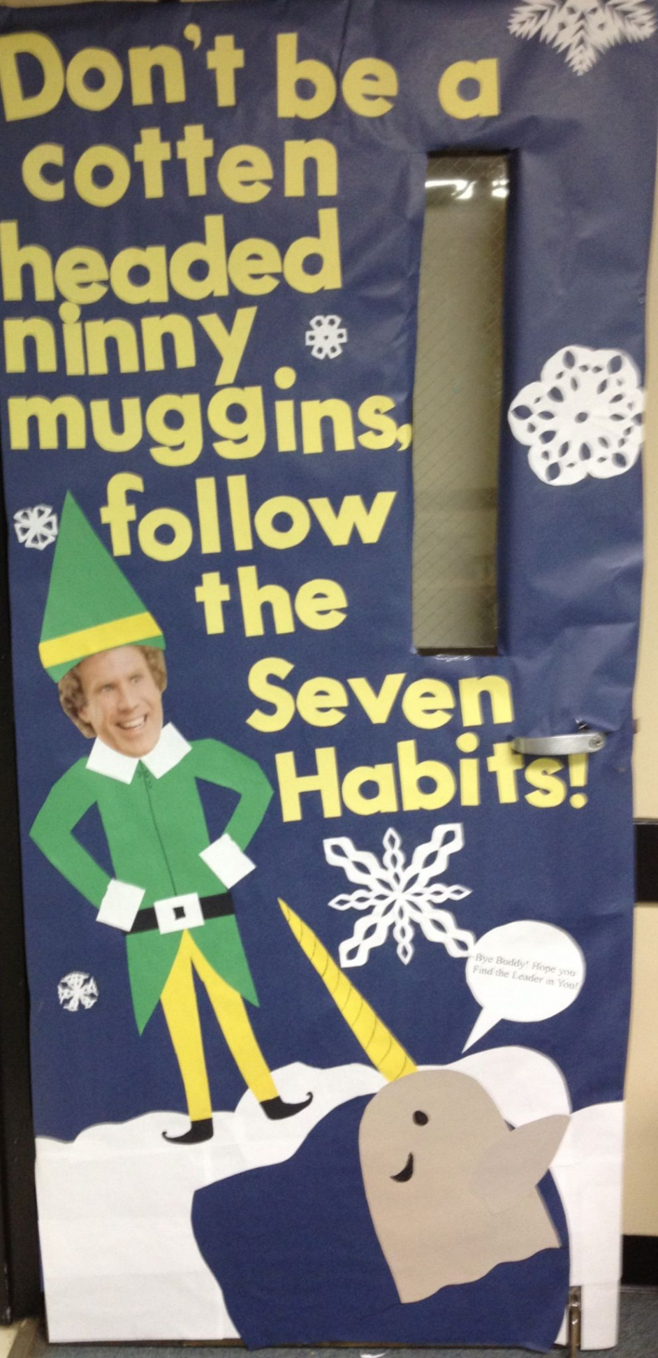 Buddy the elf door decoration for school