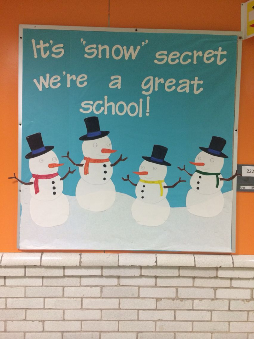 Bulletin board for middle school winter theme