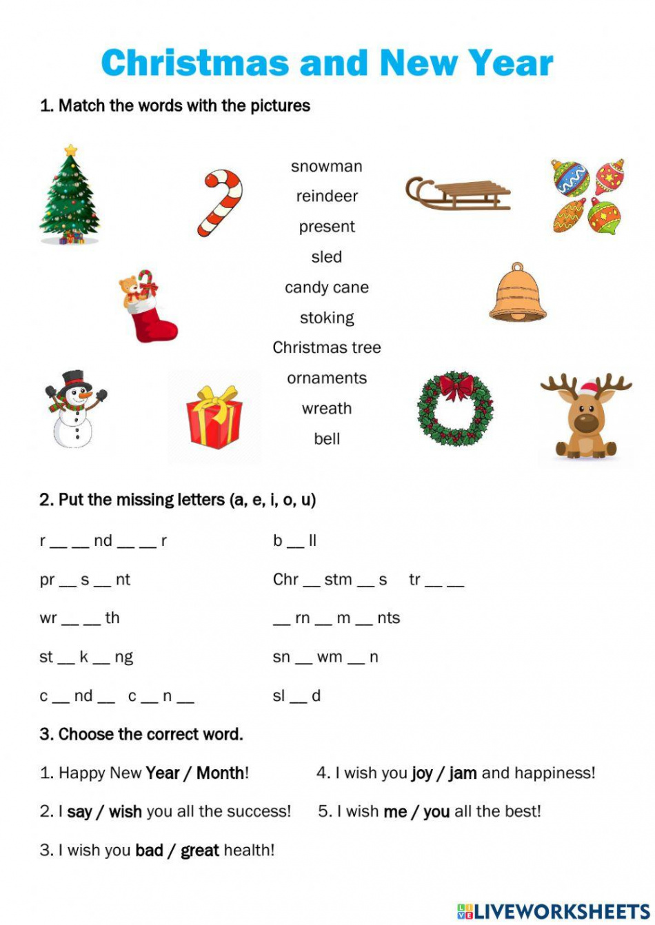 Christmas and New Year worksheet  Live Worksheets