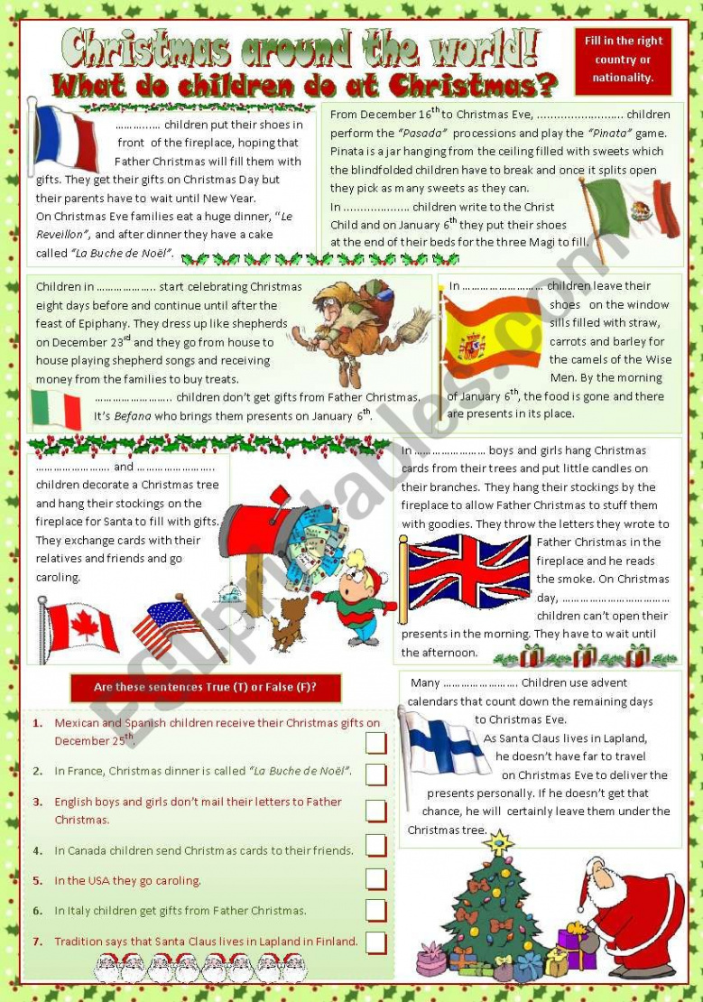 Christmas around the world - ESL worksheet by mariaolimpia