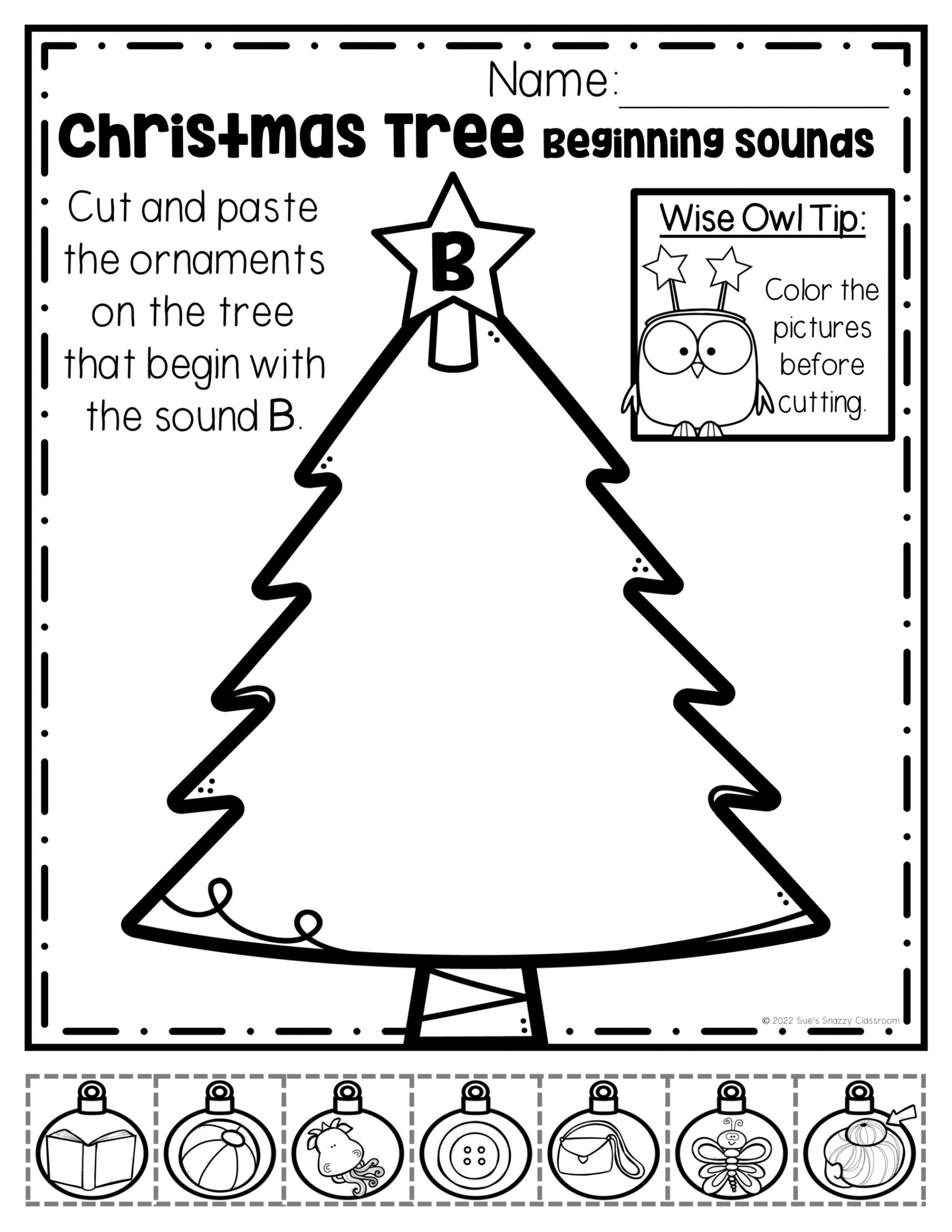 Christmas Beginning Sounds Practice Activity  Cut and Paste Worksheets