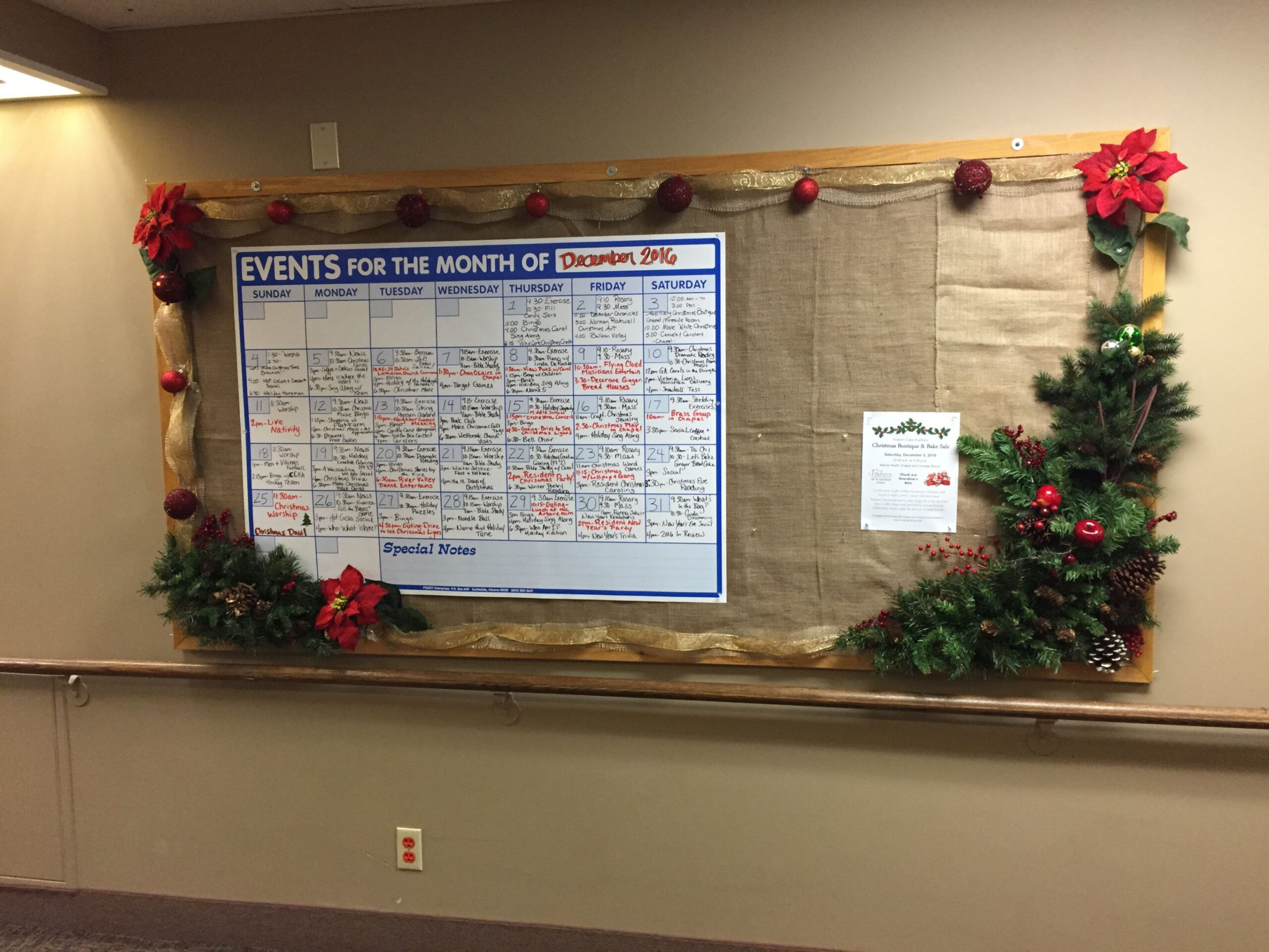 Christmas bulletin board at nursing home