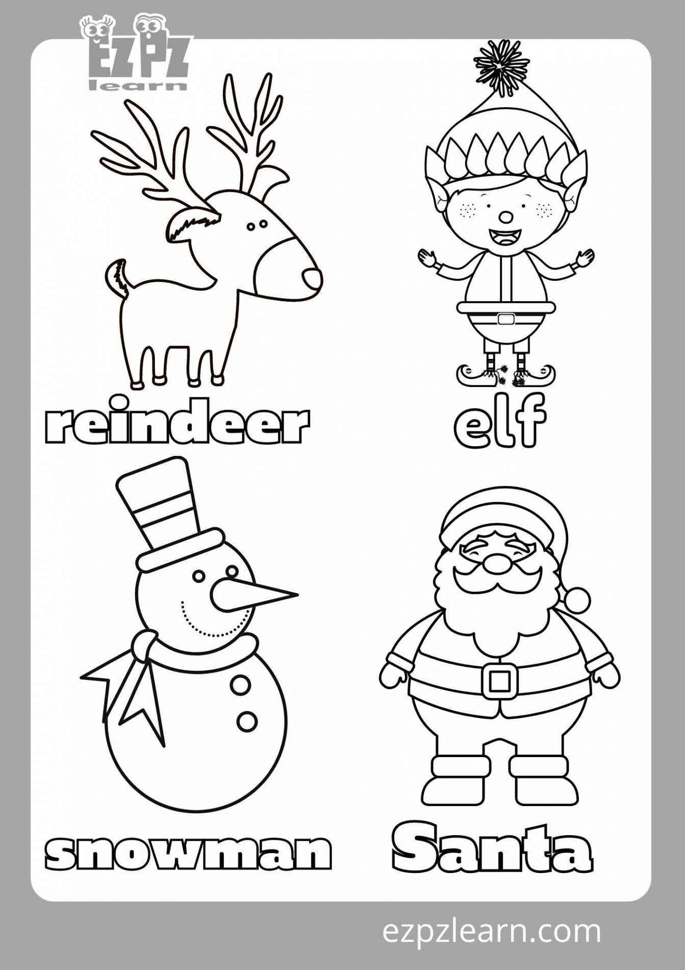 Christmas Coloring Page  - Ezpzlearn