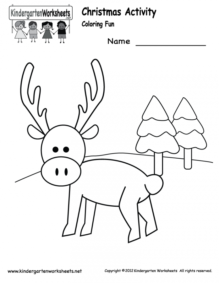 Christmas Coloring Worksheet - Free Kindergarten Holiday Worksheet