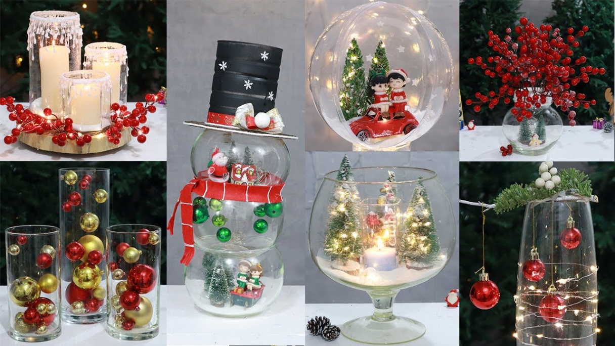 Christmas decorations ideas With an ordinary glass vase!