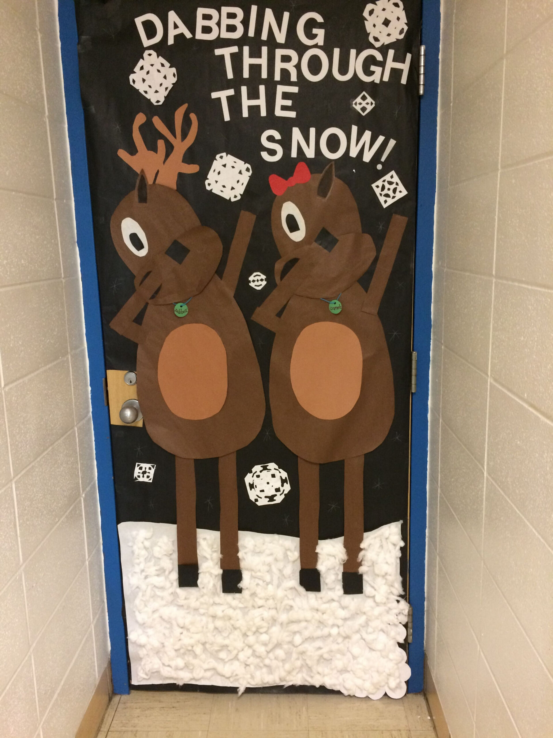 Christmas door decoration for middle school! Dabbing t  Door