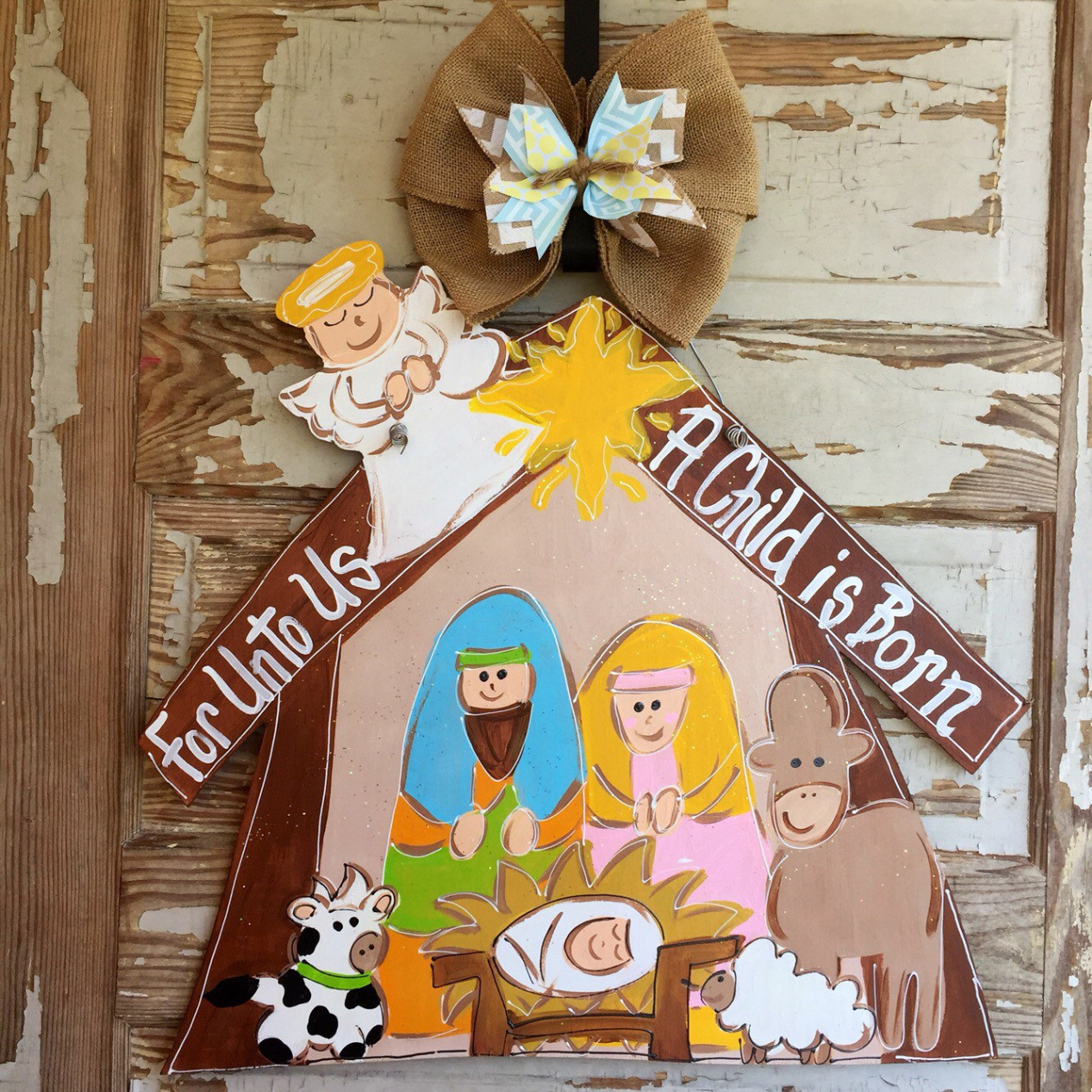 Christmas Door Hanger Nativity Door Hanger Christmas Door - Etsy