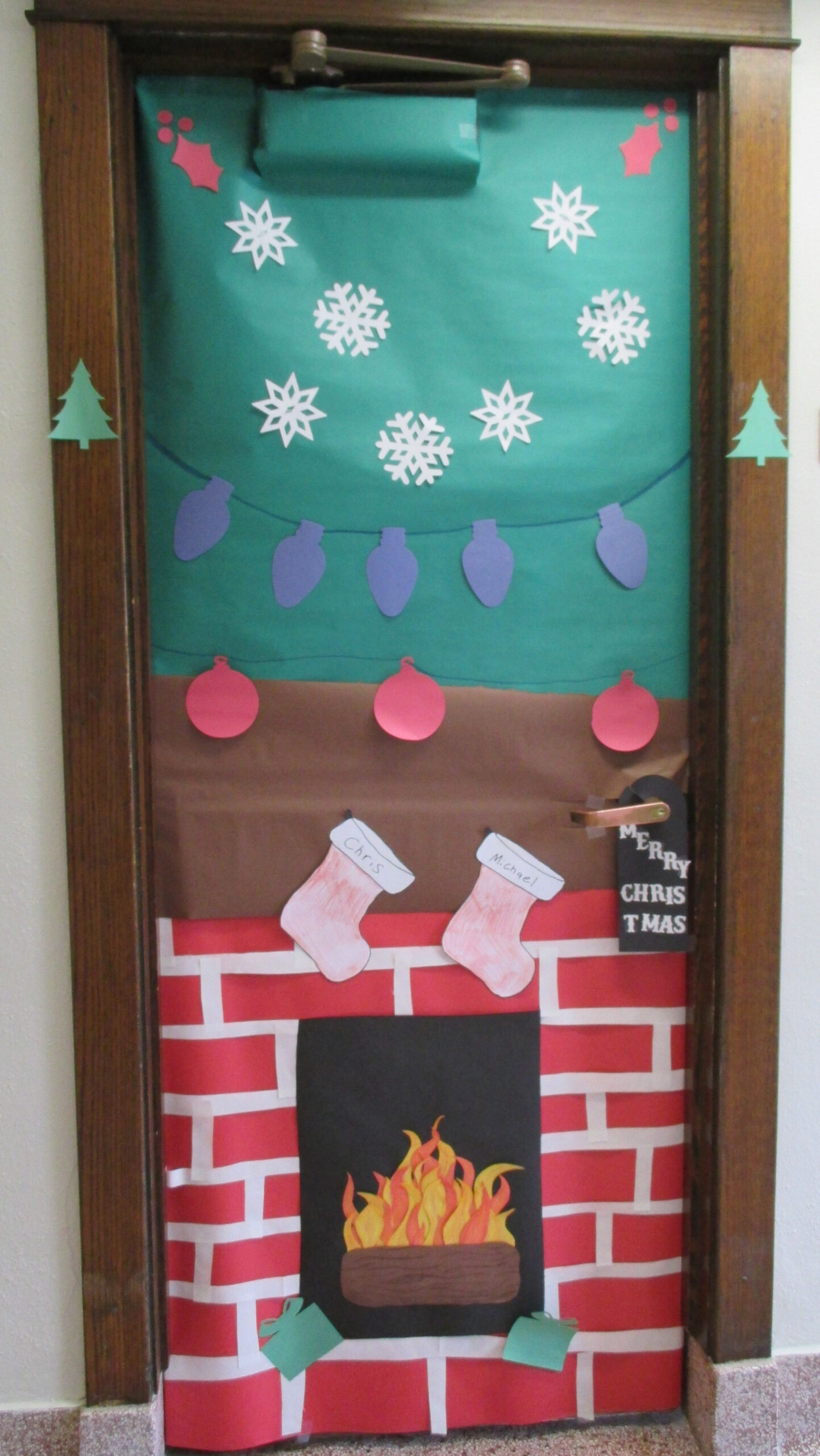 Christmas Fireplace Door  Door decorations classroom christmas