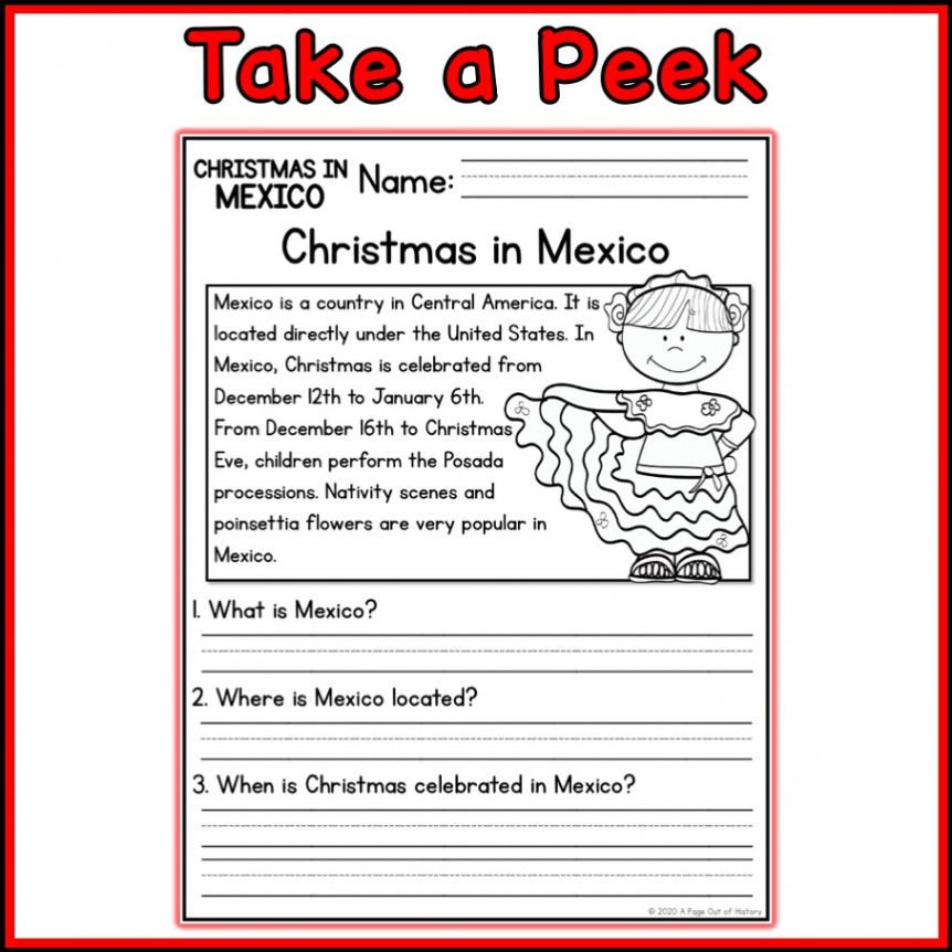 Christmas in Mexico Social Studies Reading Comprehension Passages K-