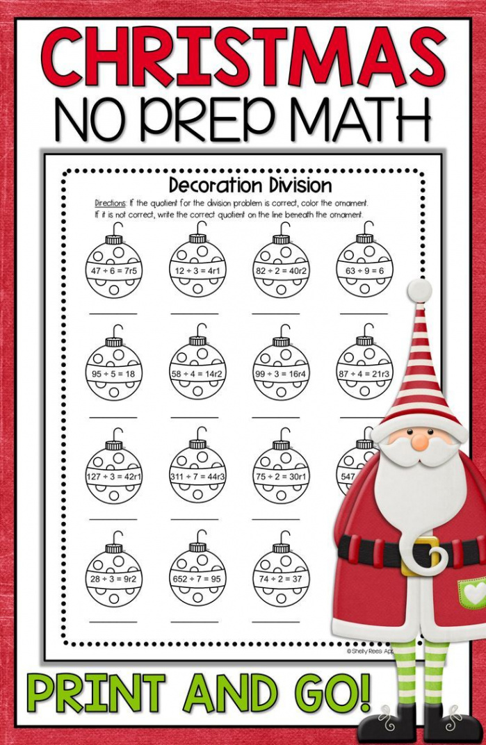 Christmas Math Worksheets  Christmas Multiplication and Division