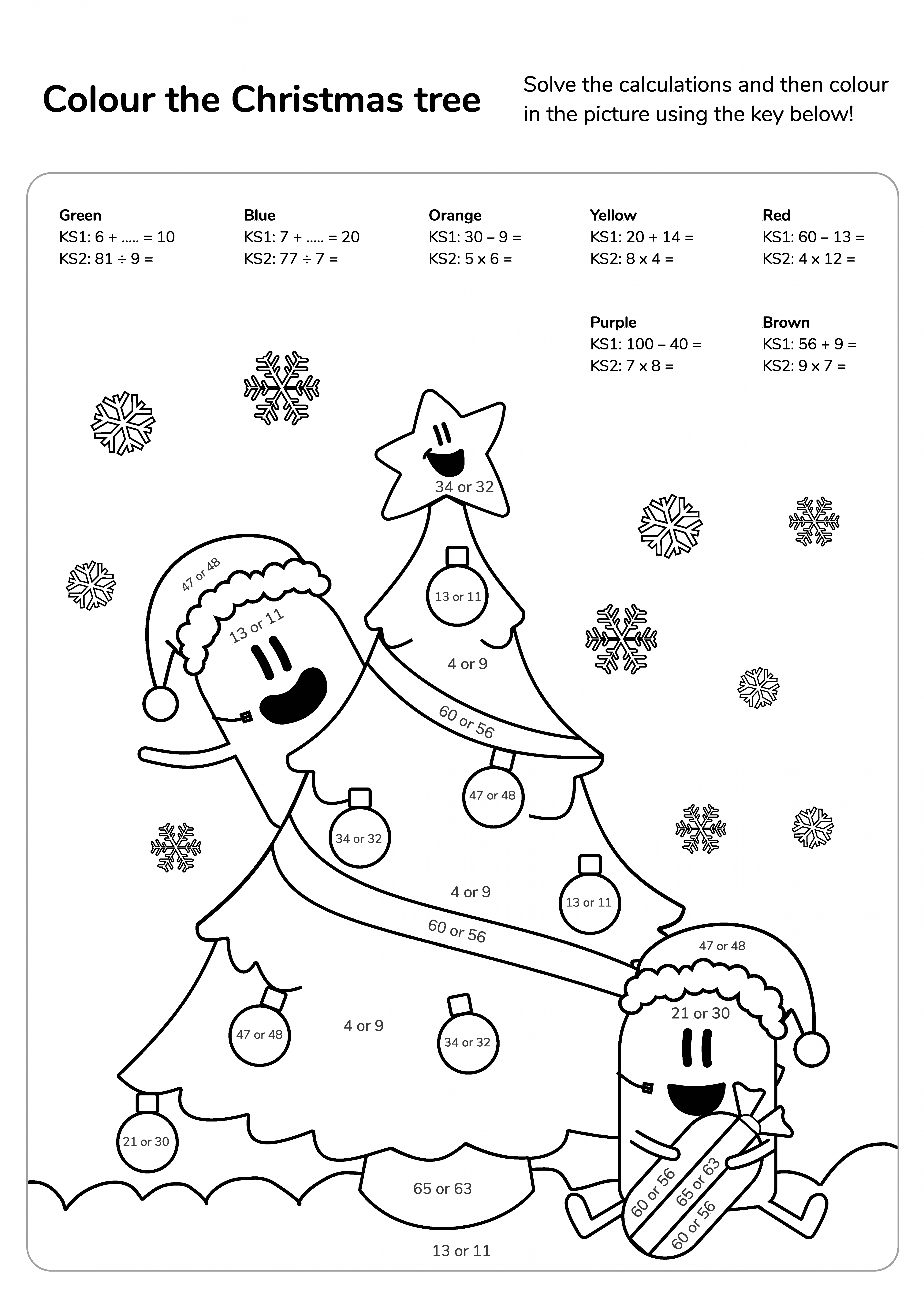 Christmas Maths Calculation Colouring Worksheet  Maths Hub