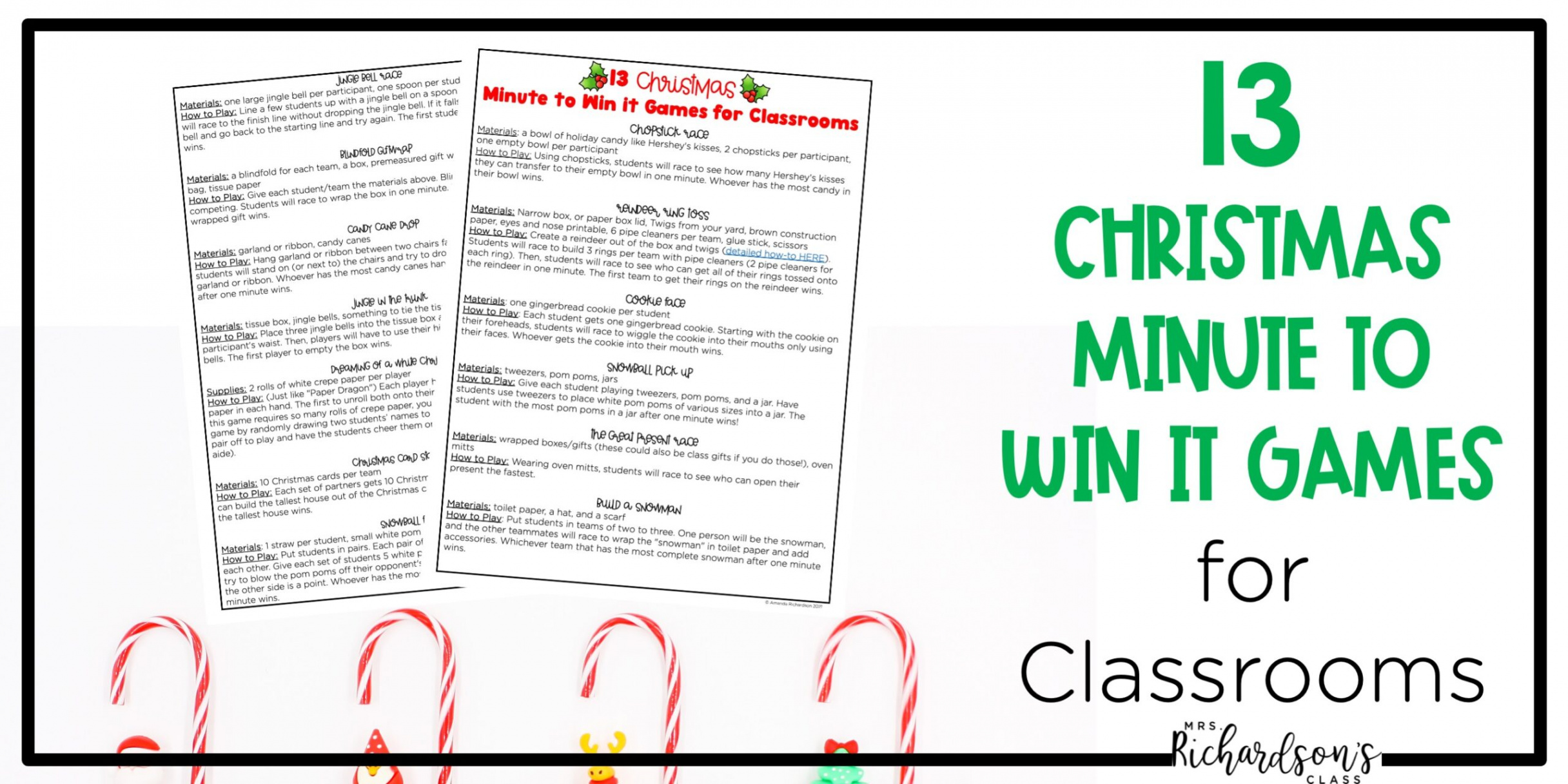 Christmas Minute to Win It Games for the Classroom