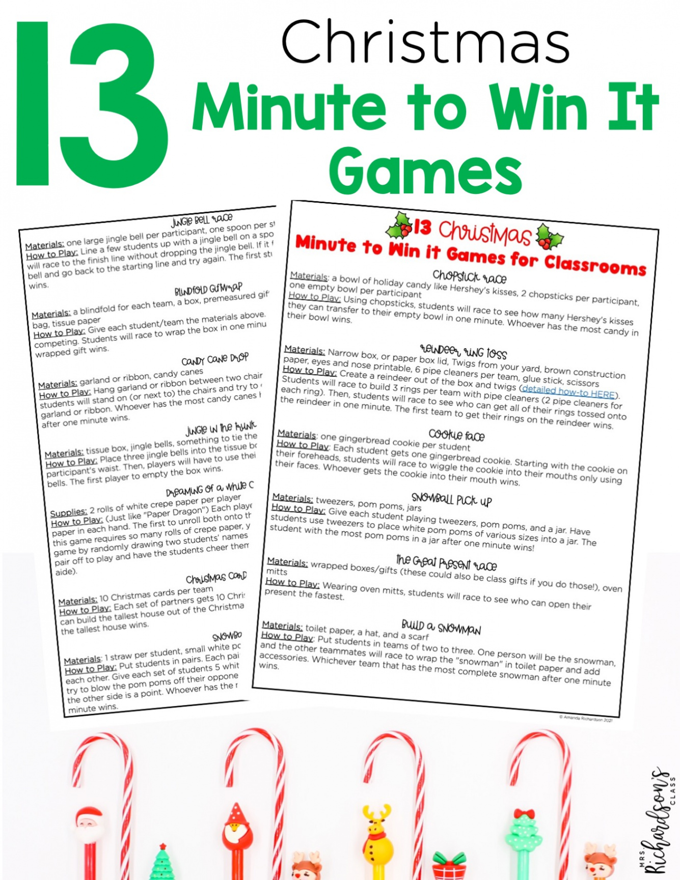 Christmas Minute to Win It Games for the Classroom