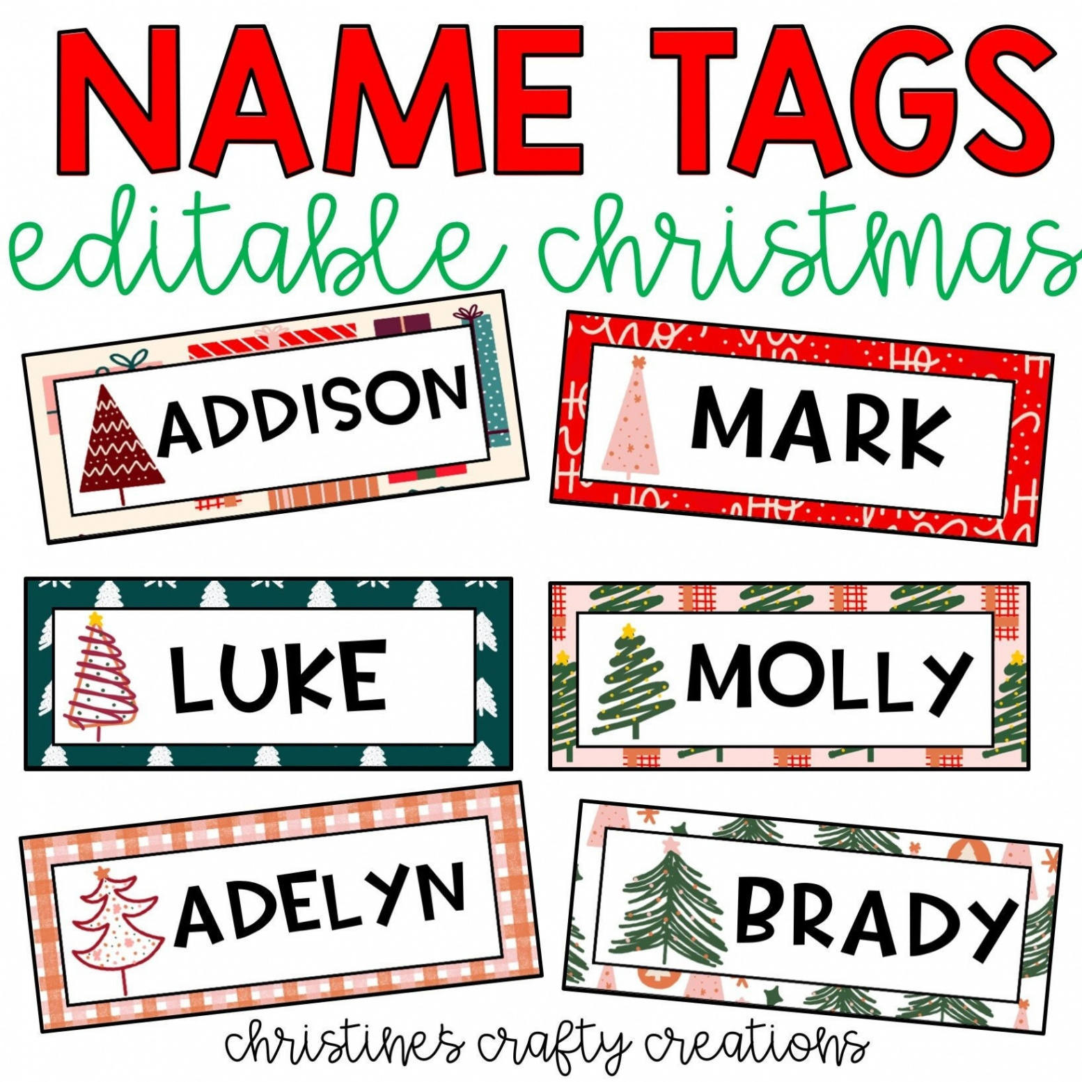 Christmas Name Tags L Editable - Etsy