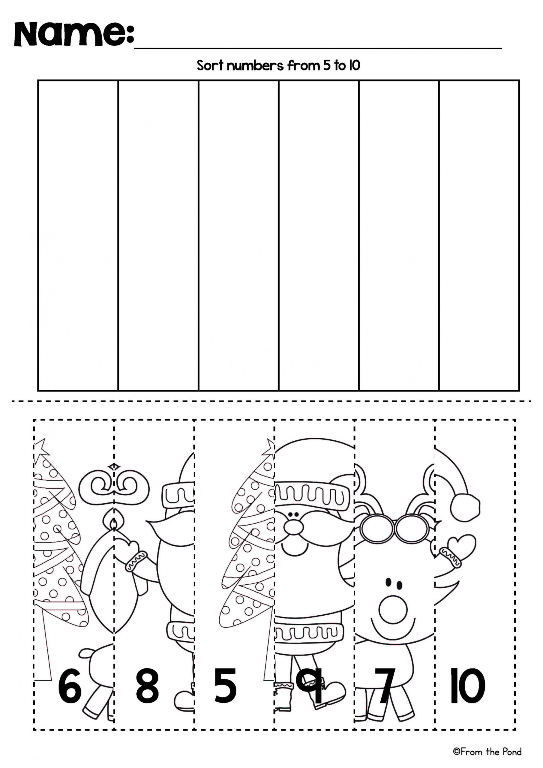 Christmas Number Line Puzzles  Christmas math worksheets