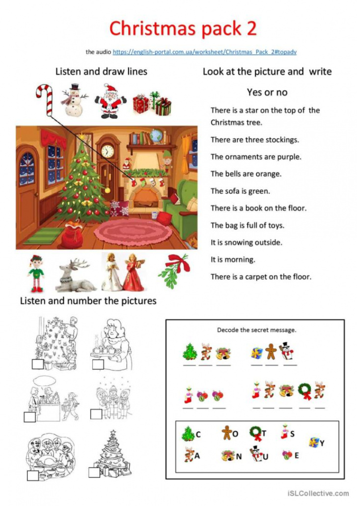 Christmas Pack: ESL listening, readi: English ESL worksheets pdf