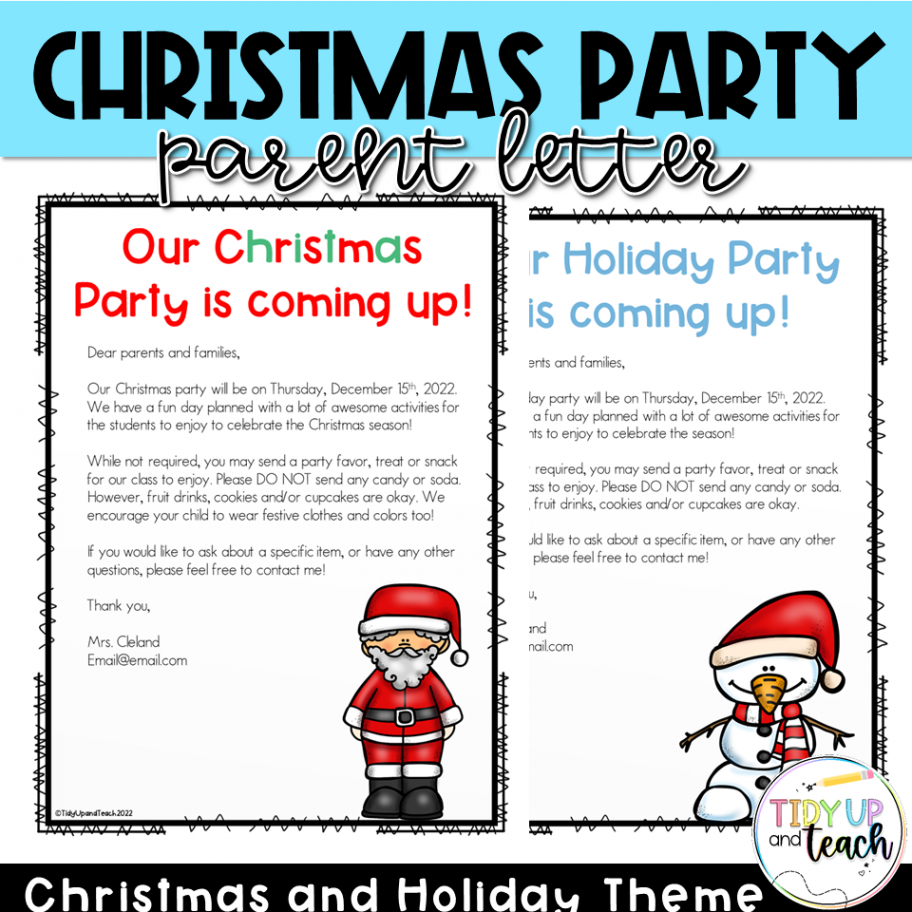 Christmas Party Letter for Parents