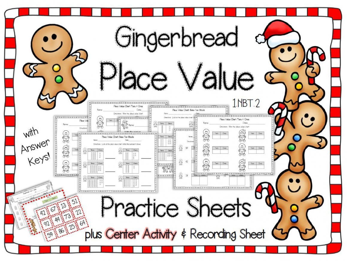 Christmas Place Value Gingerbread  Christmas math worksheets