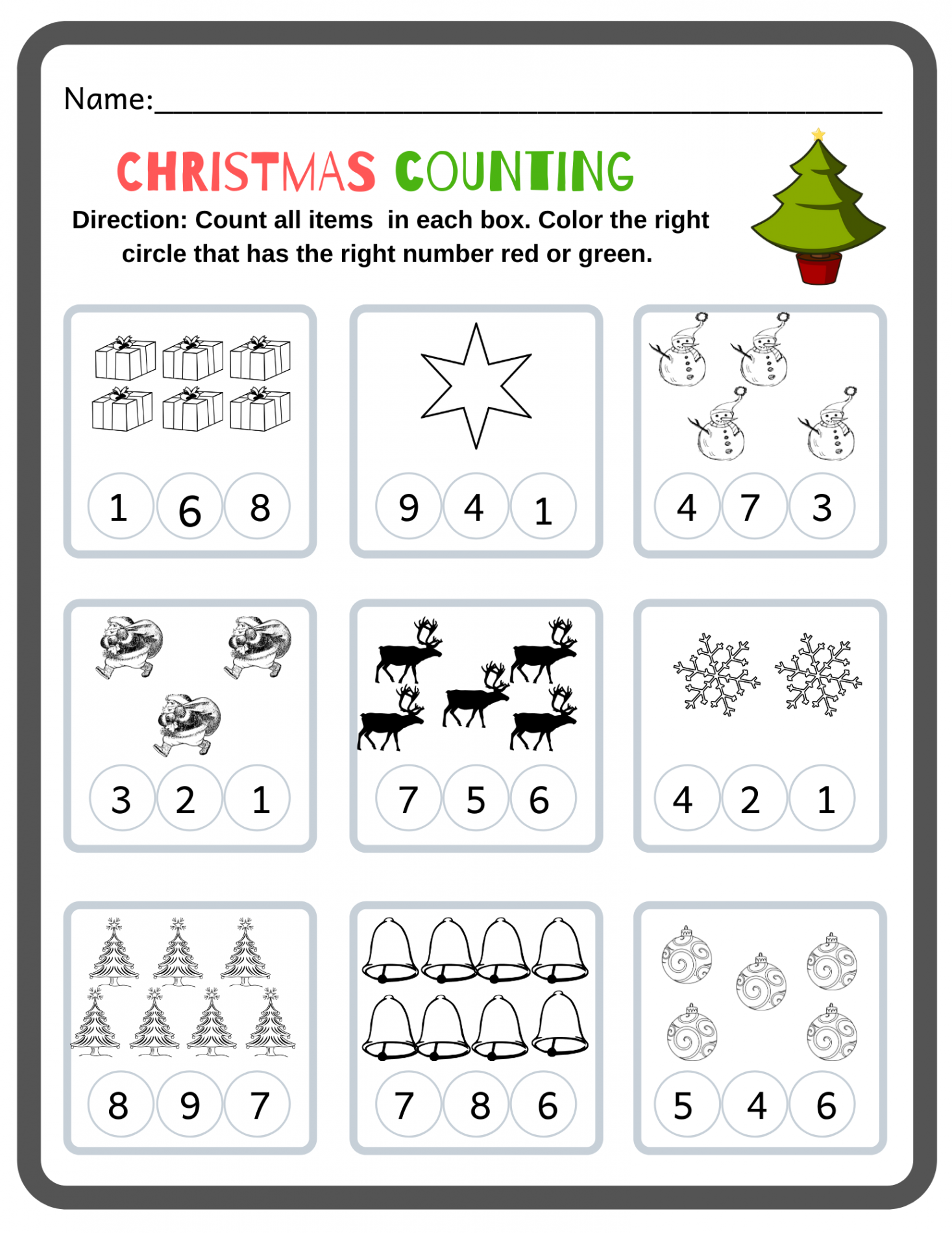 Christmas Preschool Math Activity