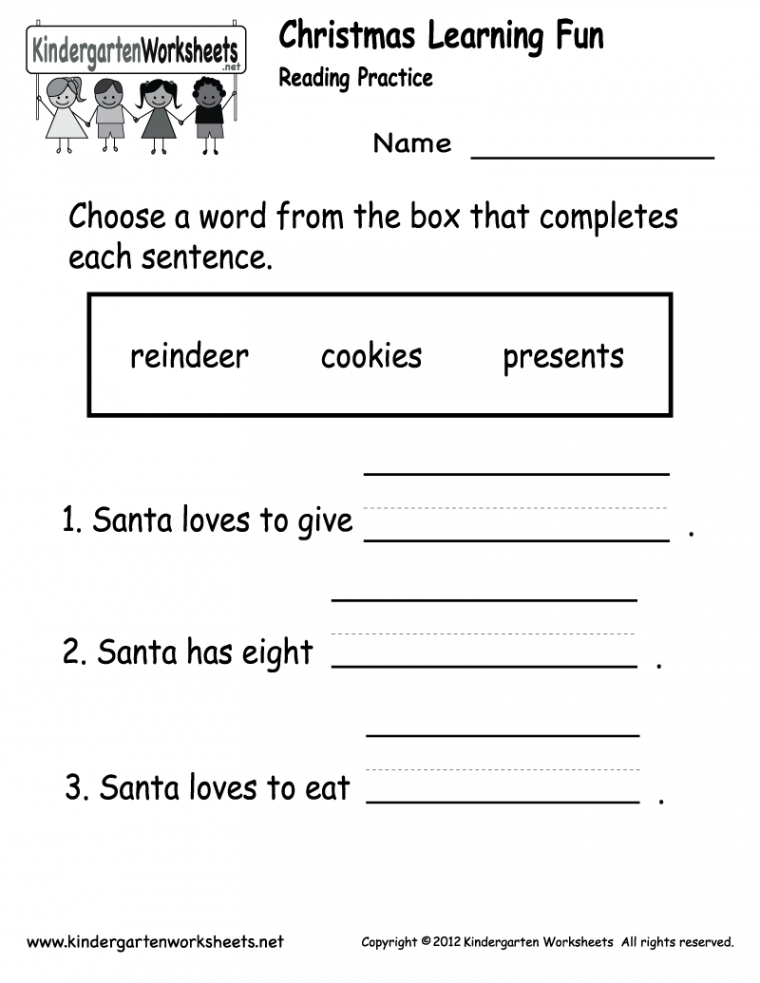 Christmas Reading Worksheet - Free Kindergarten Holiday Worksheet