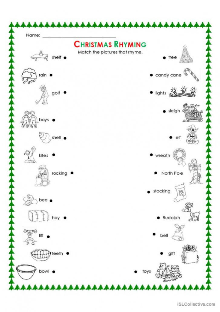 Christmas rhyming: English ESL worksheets pdf & doc