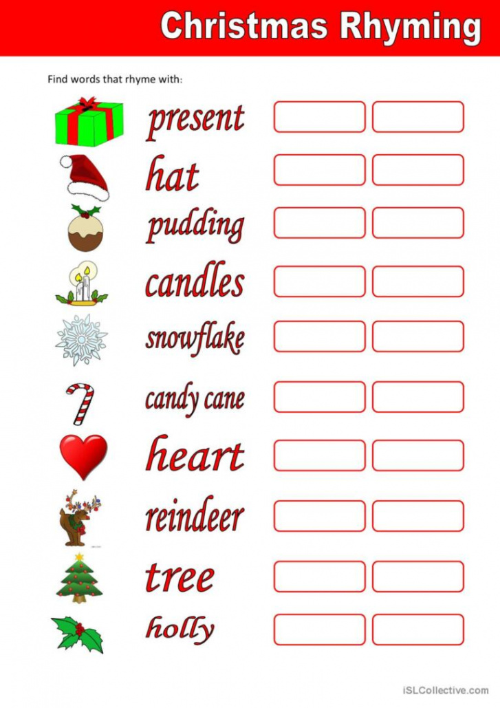 Christmas Rhyming: English ESL worksheets pdf & doc