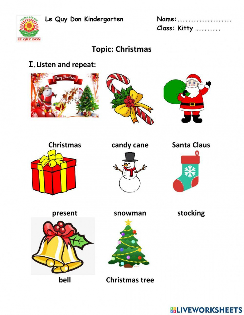 Christmas Worksheet activity for Kindergarten  Live Worksheets