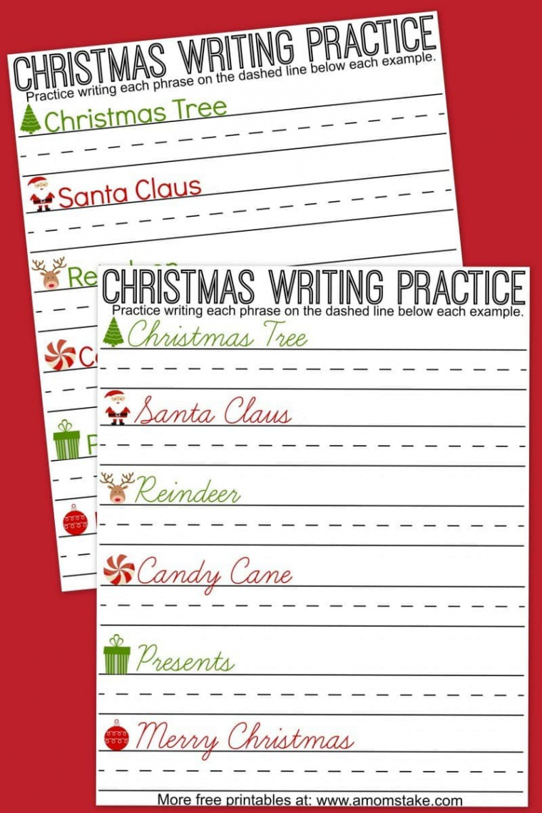 Christmas Writing Practice Sheets - A Mom