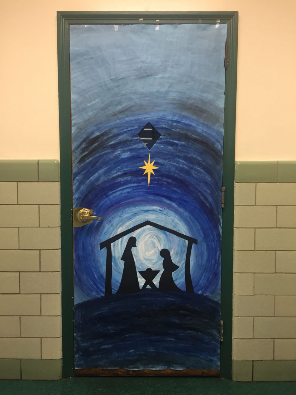 Classroom door decoration- Nativity scene  Door decorations