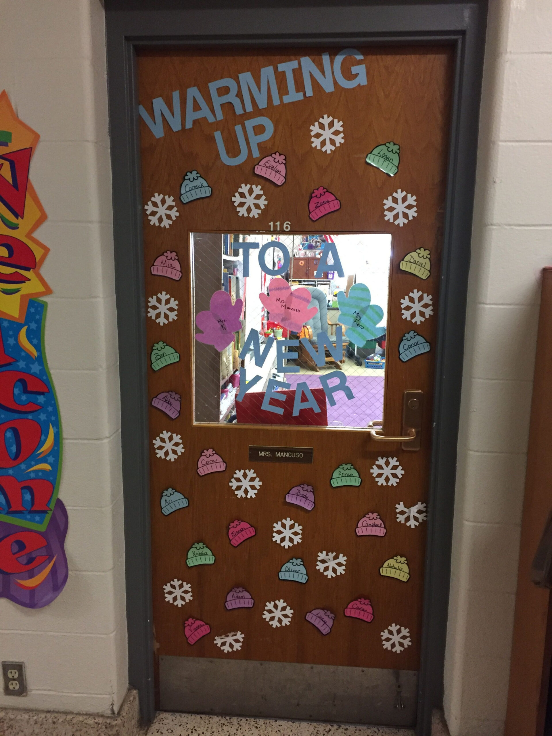 Classroom Door Winter Hats and Mittens  Winter classroom door