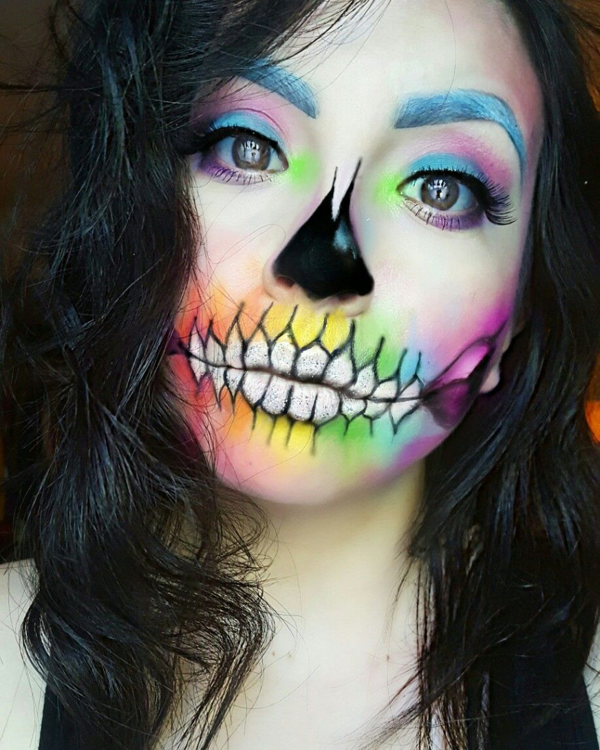 colorful skull makeup inspired by Samantha Ravndahl 💀 #halloween