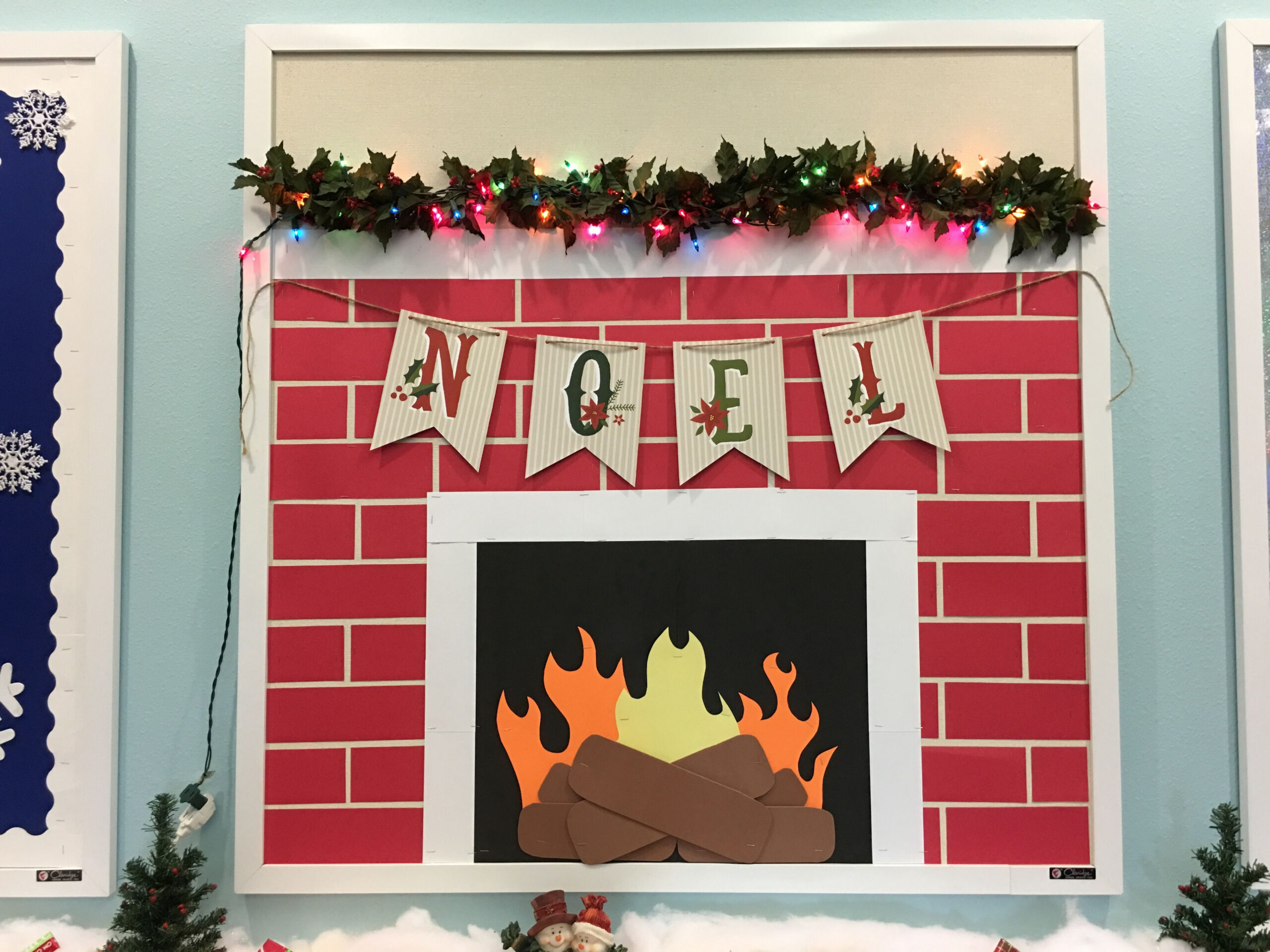 Cozy Christmas Fireplace Bulletin Board