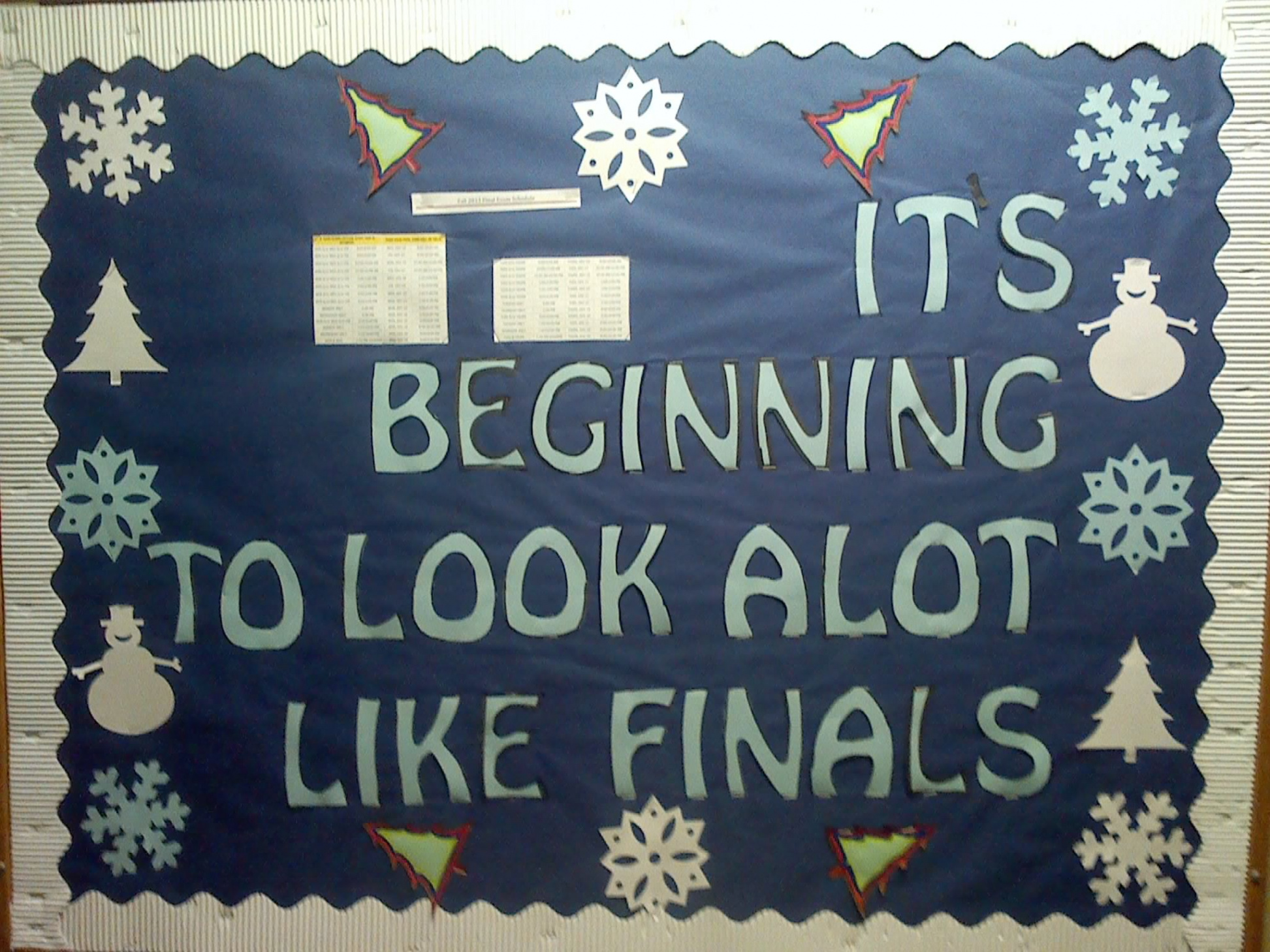 Creative Bulletin Board for Winter Finals