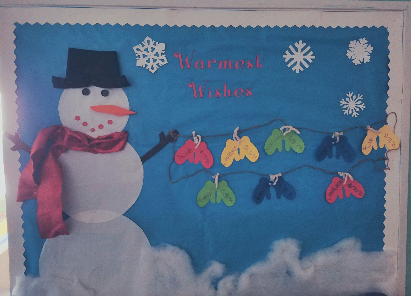 D Winter classroom bulletin board. Birthday board