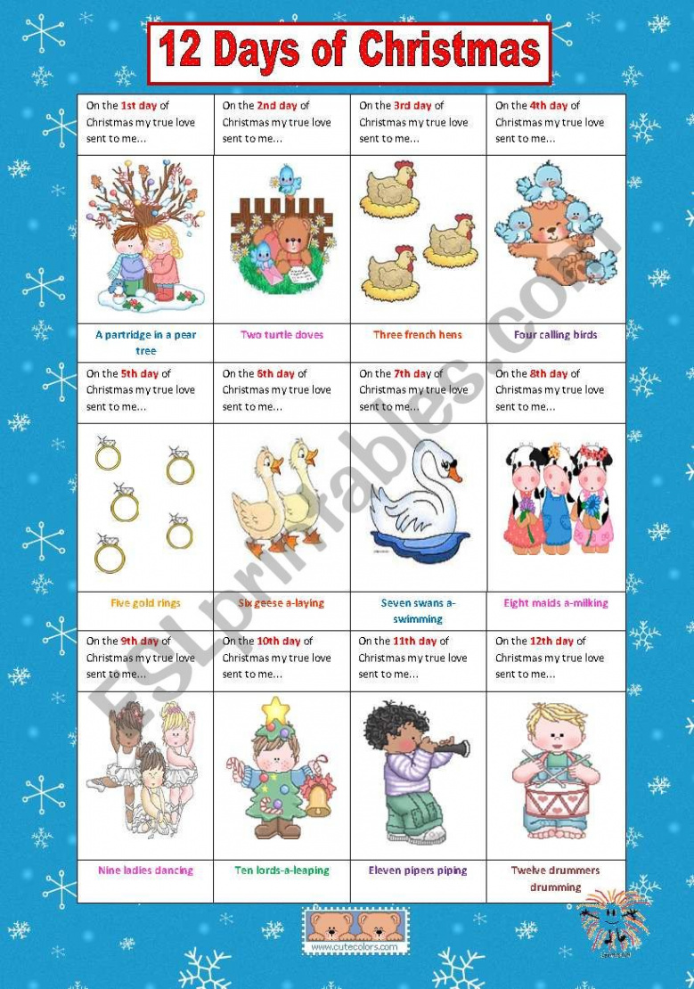 Days of Christmas - ESL worksheet by VaneV