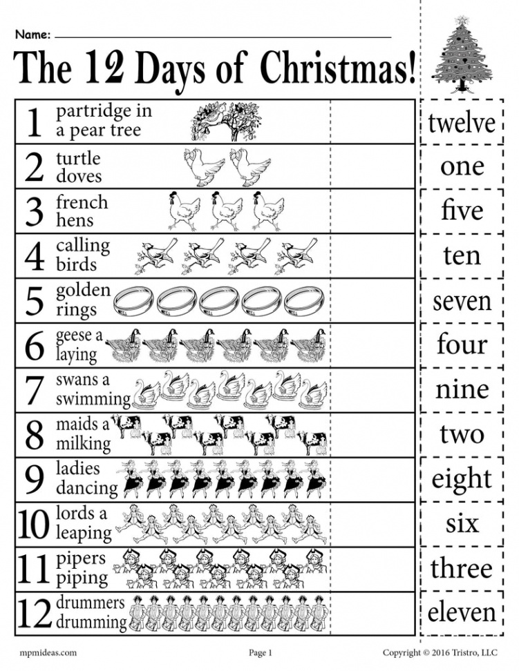 Days of Christmas" Number Recognition Worksheet! – SupplyMe