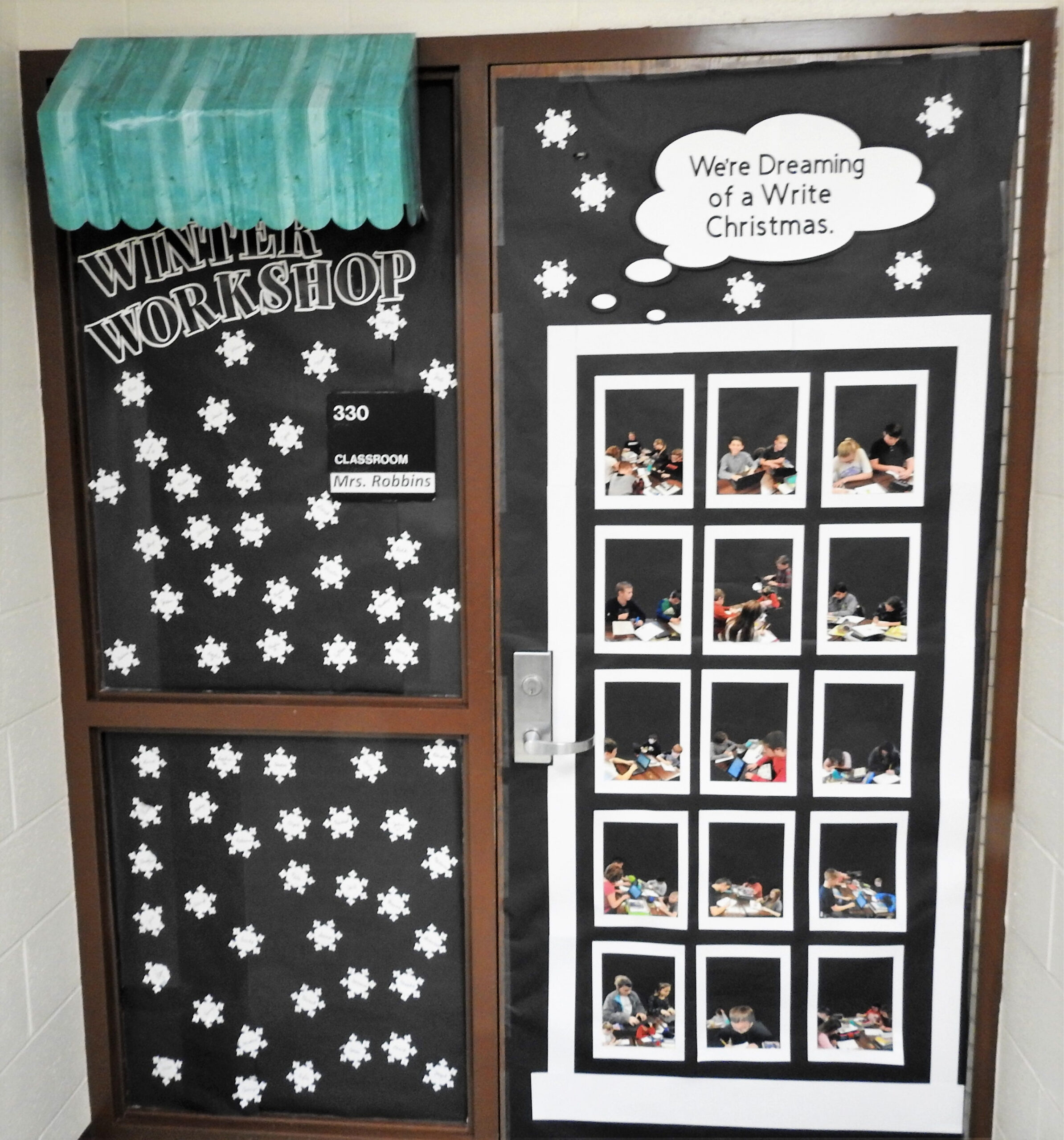 Dazzling doors turn school into a winter wonderland