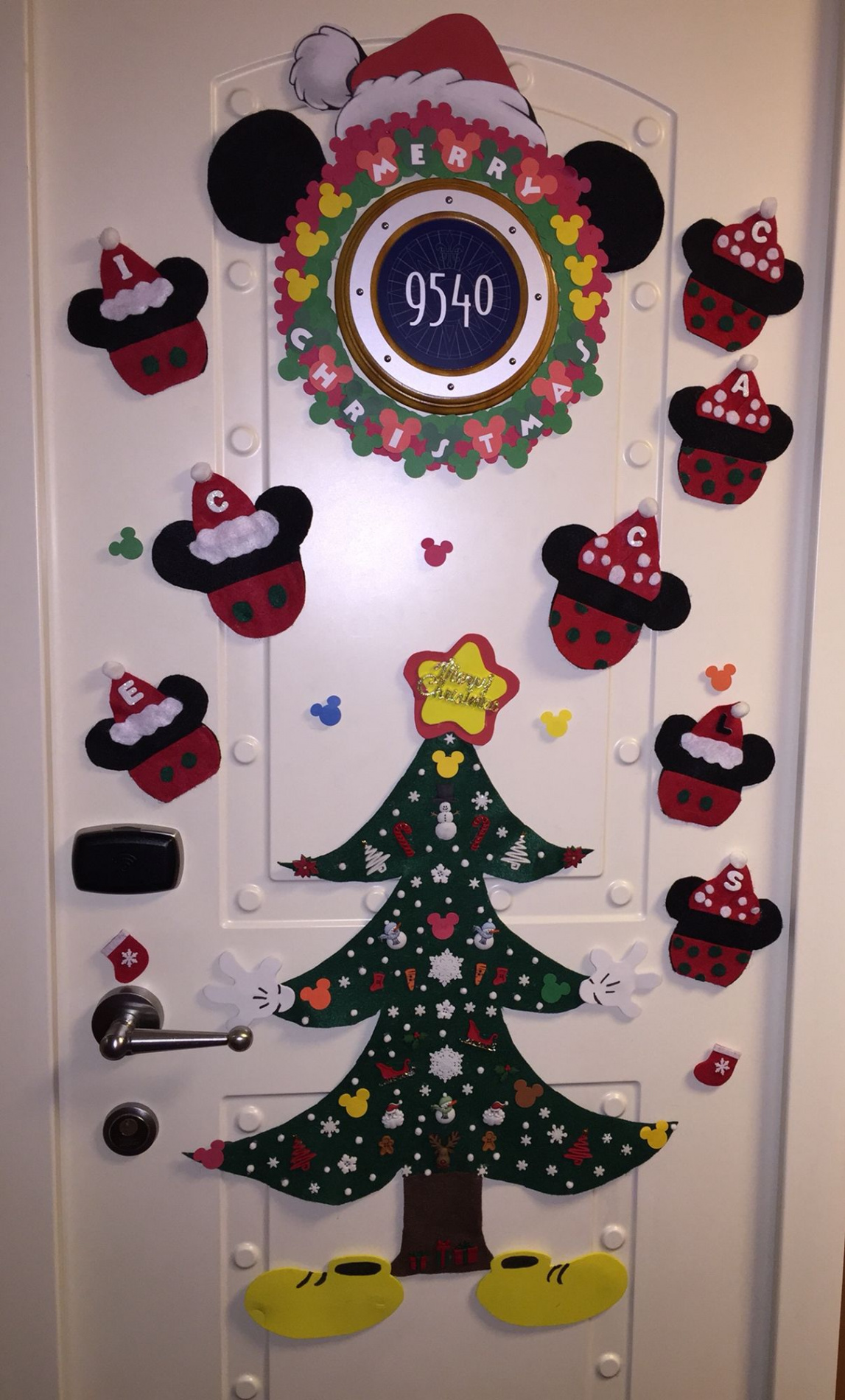 Disney Cruise Christmas decorated cabin door