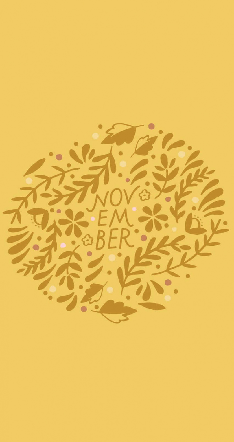 Download A Yellow Background With A Gold Leaf And A Bird Wallpaper