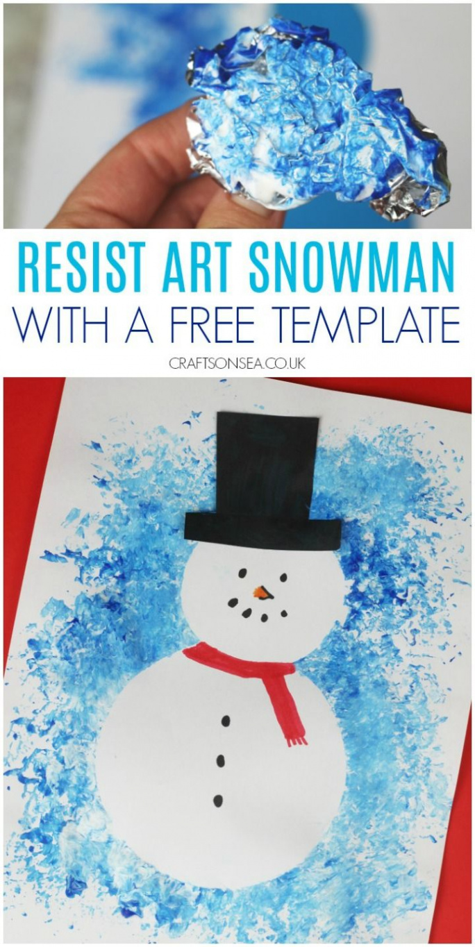 Easy Snowman Art For Kids (Resist Art Craft Using Free Template