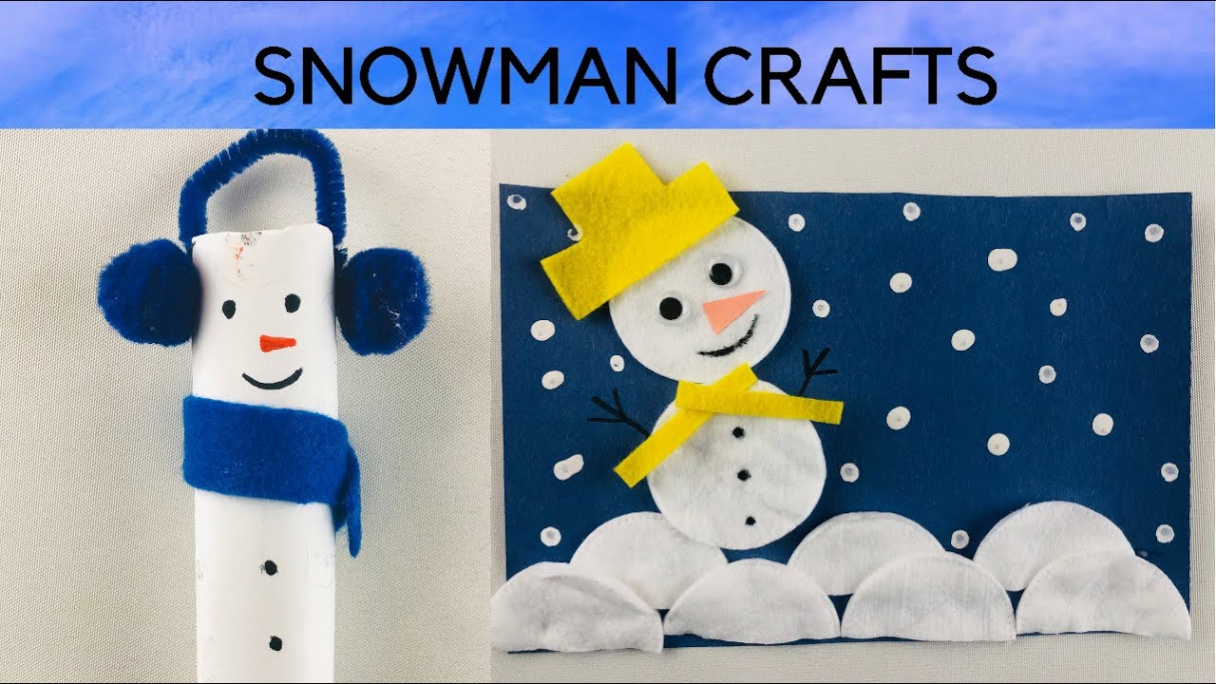 Easy Snowman crafts for kids☃️ Winter craft ideas for kids❄️ Paper  roll, Cotton pad snowman☃️