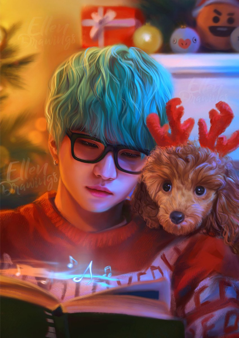 EllenDrawings on X: "Happy Christmas Eve with Yoongi and his