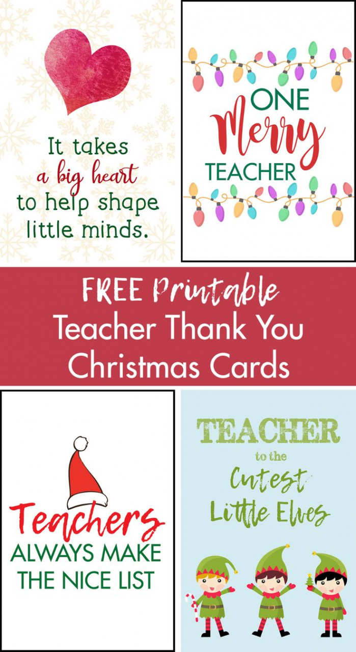 Express Gratitude to Teachers with Printable Christmas Cards