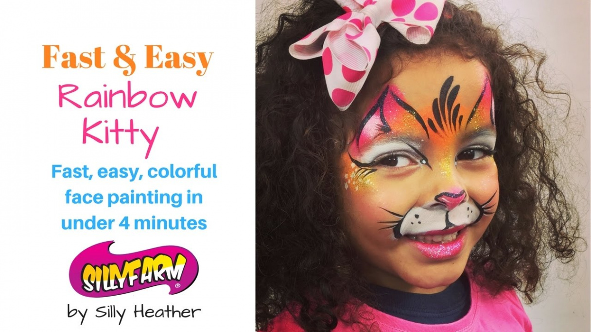 Fast Easy Rainbow Kitty Face Painting Tutorial